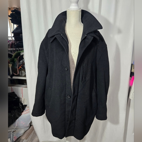 Chaps Men’s Wool Blend Black Coat Size 44 Regular - Picture 1 of 9